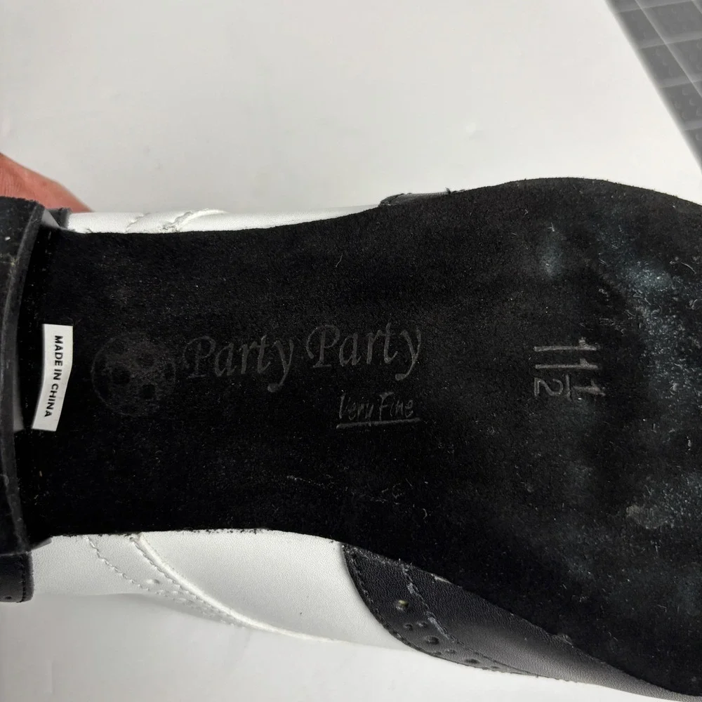Very Fine Party Party Dance Shoes Mens 11.5 Black White Leather Wingtip PP301